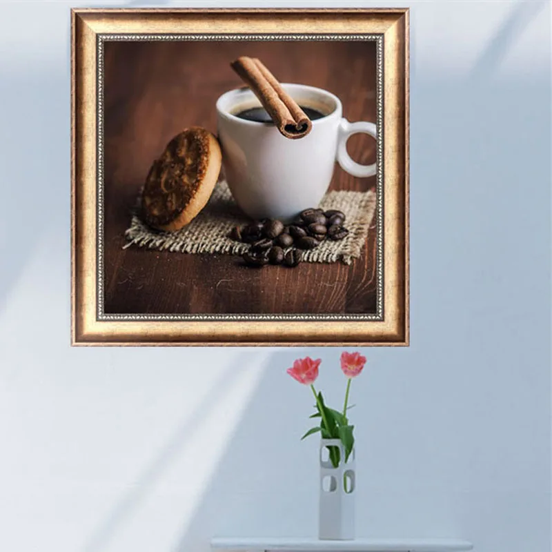5D алмазная вышивка кофе крестиком мозаика для творчества домашний декор 30 см *