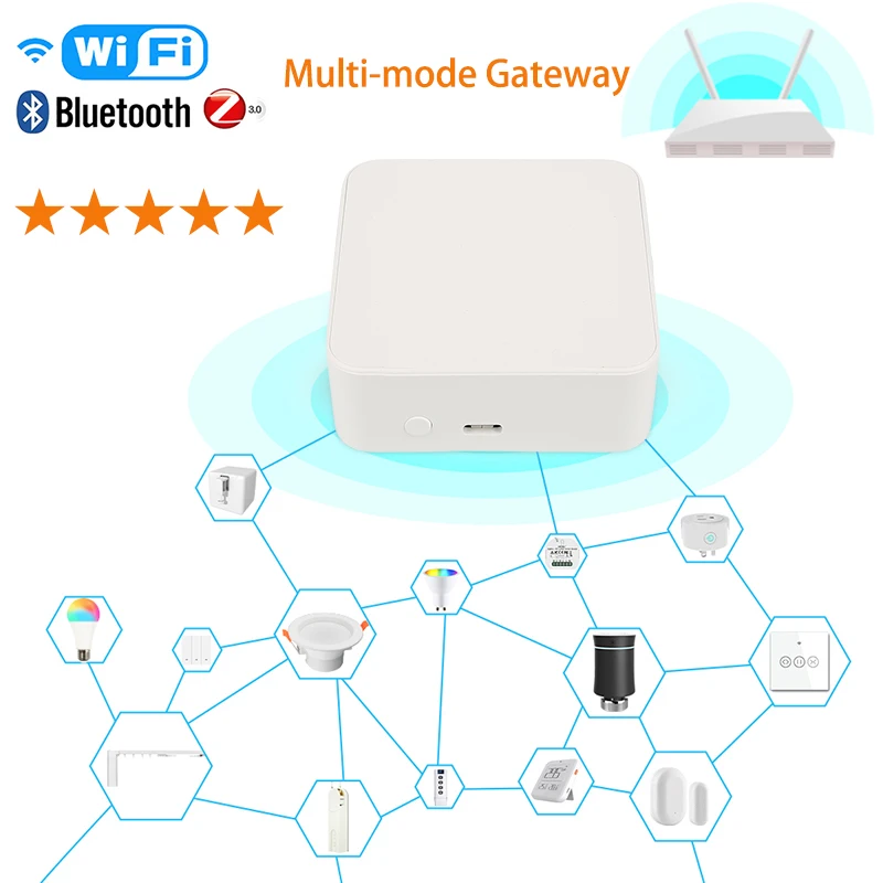 

Tuya Multi-mode Gateway WiFi Bluetooth Zigbee Multi-protocol Communication Gateway Remote Control Support Alexa Google Home