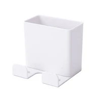 wall mounted organizer storage box remote control mounted mobile phone plug wall holder charging multifunction holder stand 1 pc