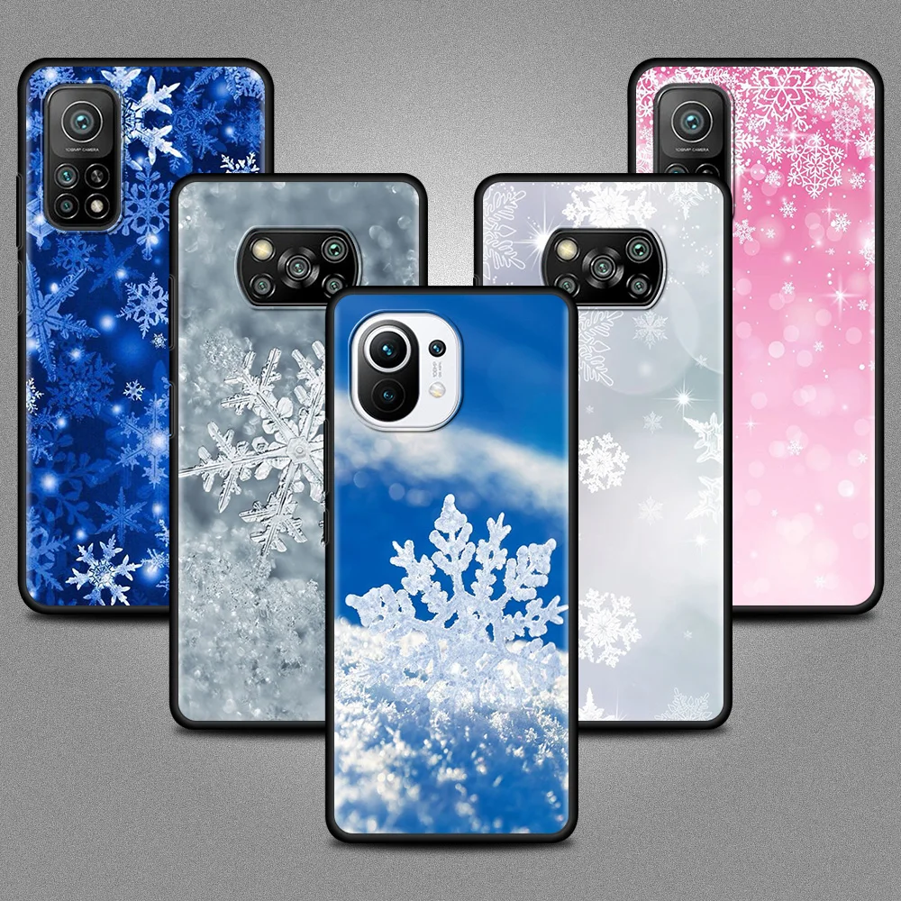 

Christmas Snow Case For Xiaomi Mi 11 Lite 5G 10T Pro 9T Note 10 9 SE A2Lite CC9 CC9E 8Lite 10S 11T Black Soft Phone Cover