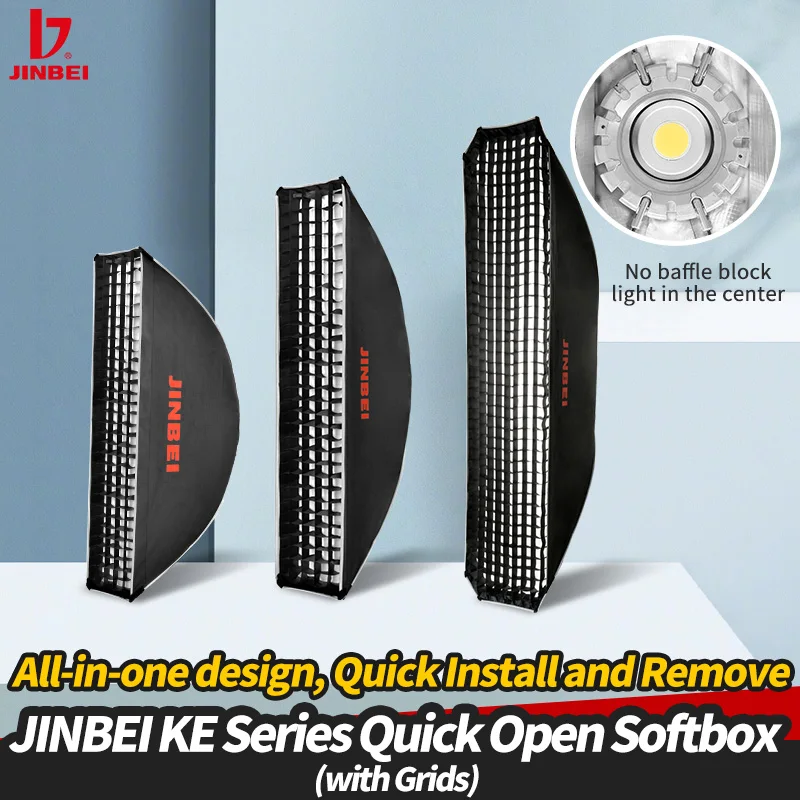 

JINBEI 25x100cm 35x140cm 40x180cm Rectangular Strip Honeycomb Grid Softbox Quickly Released for Bowens Studio Flash Softbox