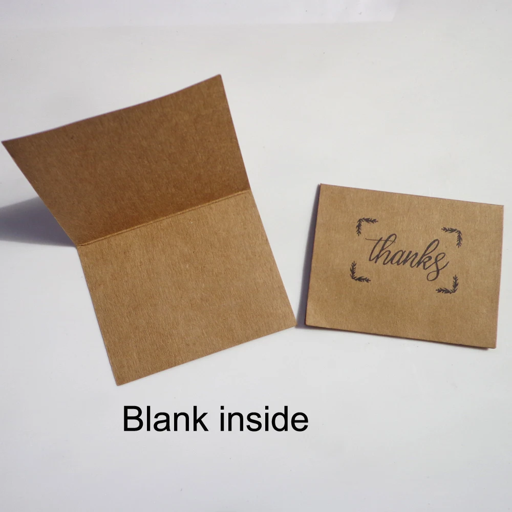 

60Sets of Thank You Kraft Cards Blank Inside with Envelops Stickers for Party Wedding Baby Shower Flower Folding Cards