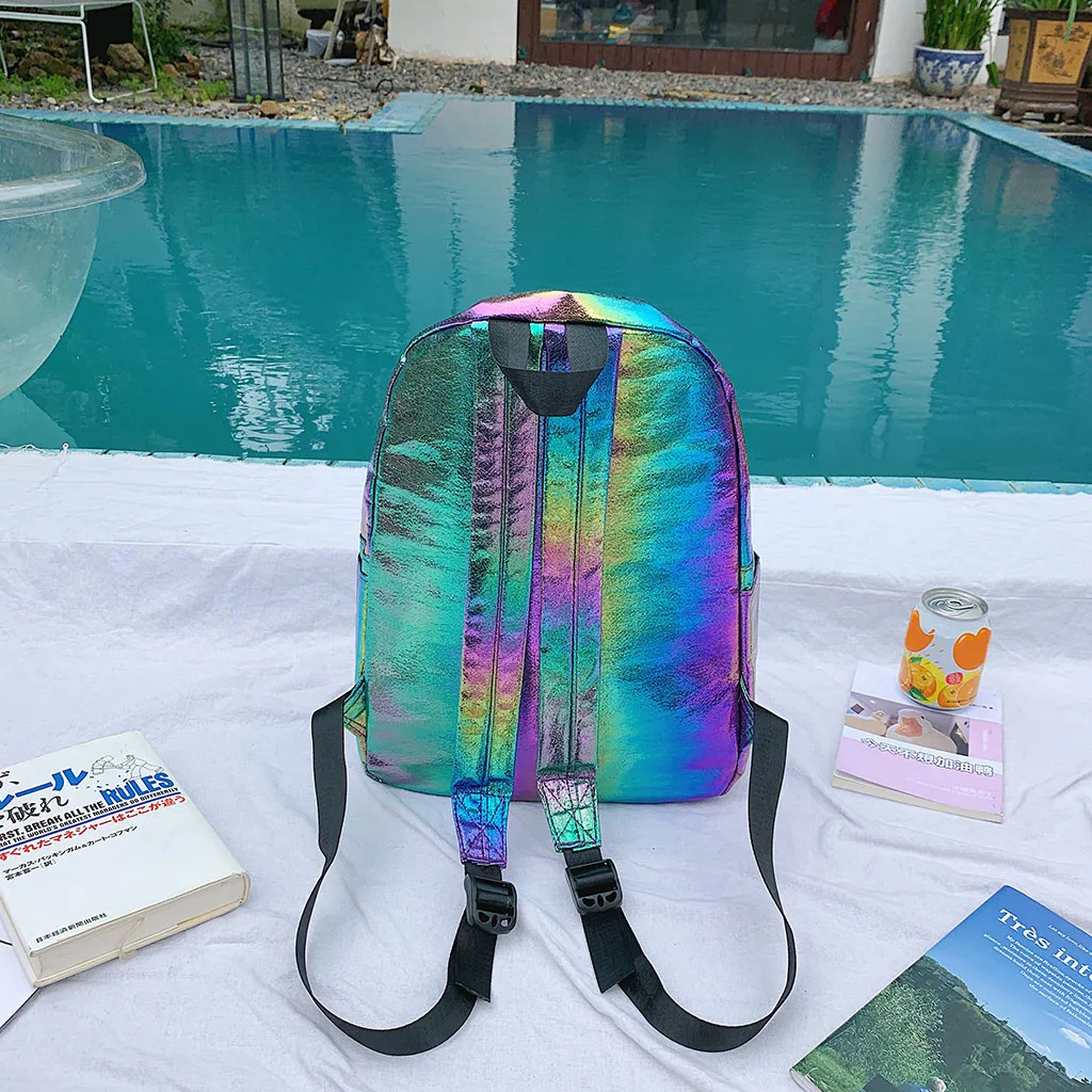

2020 Backpack New Women Backpack Mini Travel Bags Silver Laser Backpack Women Girls Shoulder Bag Waterproof Holographic Backpack