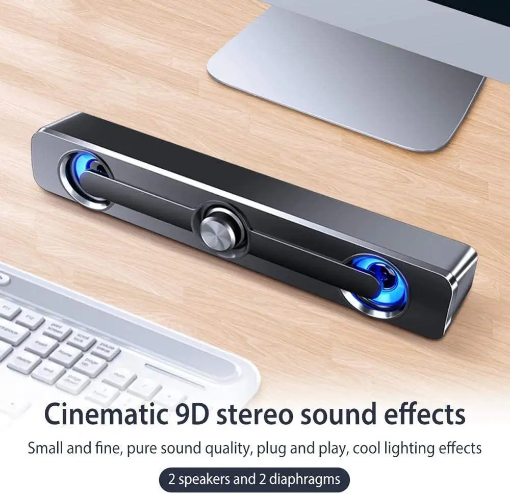 

Notebook Computer Loud Bluetooth Speaker Desktop Soundbar Speakers Double Horn 4 Units Stereo Subwoofer Home Theater for PC TV