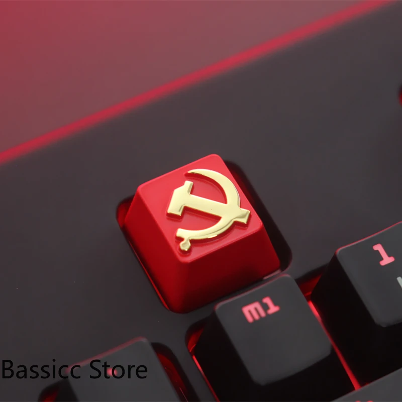 

Keycap 1 PCS Communist Party or Pentagram Embossed Zinc Aluminum Metal Keycaps Mechanical Keyboard R4 Height for Cherry MX axis