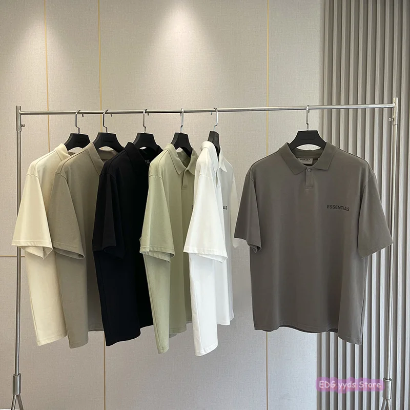 

Ss21 Essentials Men's Polo Shirt high street brand reflective letter 100% cotton tee hip hop loose Unisex short sleeve T-Shirt