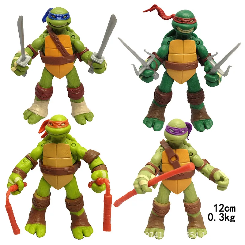 Figuras de acción de Leo, Raph, Mike Don, tortugas, tartartaruga, modelo, manos y pies, se pueden mover, juguetes para niños, 4 unids/set por Set