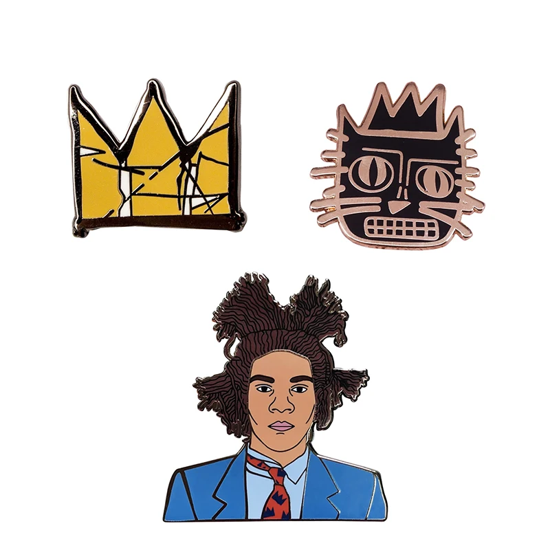 

Basquiat Crown Lapel Pin Popular Graffiti Painter Brooch Artist Cat Badge