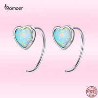 bamoer 2021 high quality 925 sterling silver heart shape stud earrings for women bridal engagement wedding jewelry gift gae499