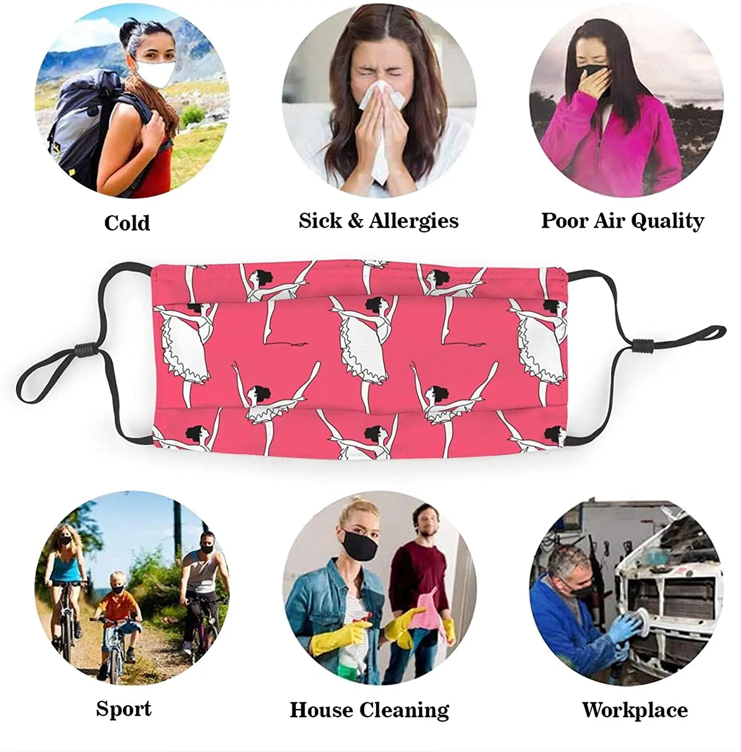 Маска для лица балетная Пылезащитная маска девочек многоразовая моющаяся рта с 2