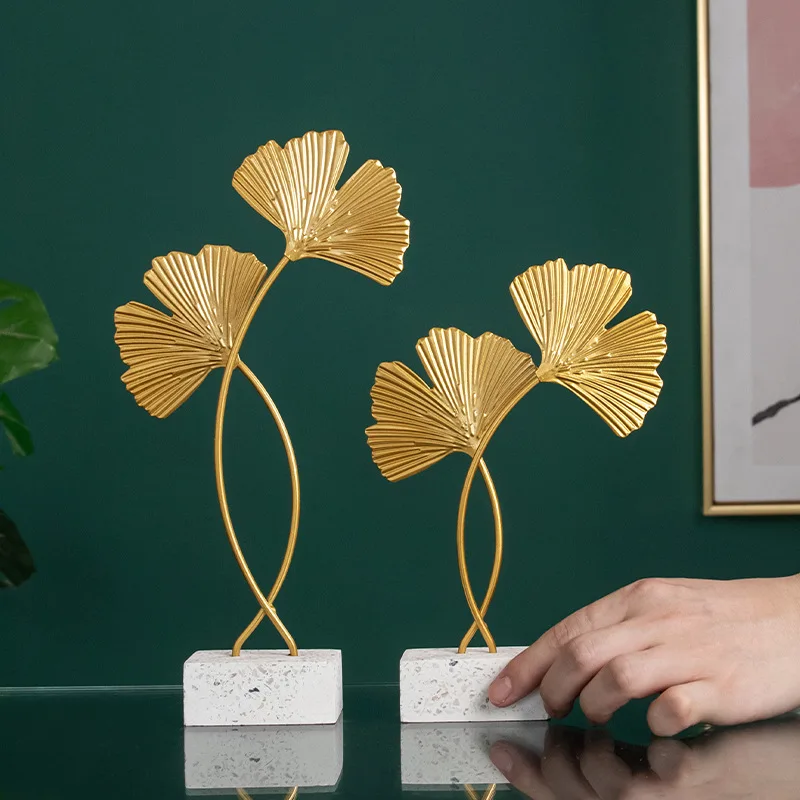 Light luxury gold wrought iron ginkgo leaf furnishing creative household table top wine cabinet soft adornment room decoration | Дом и сад