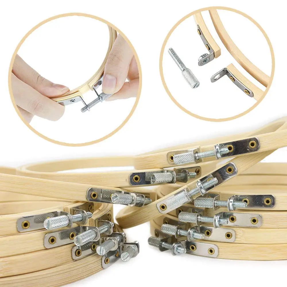 12 шт. 8 см деревянная рамка обод кольцо с вышивкой и круглым машина Bamboo ручной