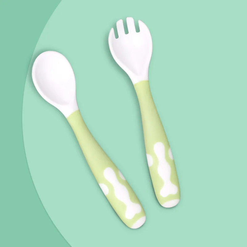2 шт. гибкий пищевой детский набор ложка и вилка с коробкой для хранения обучающая
