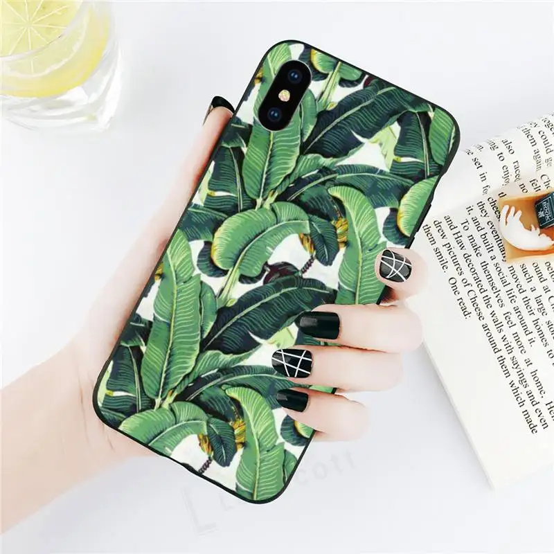 

Summer Banana Green Leaf Phone Case for iPhone 11 12 pro XS MAX 8 7 6 6S Plus X 5S SE 2020 XR