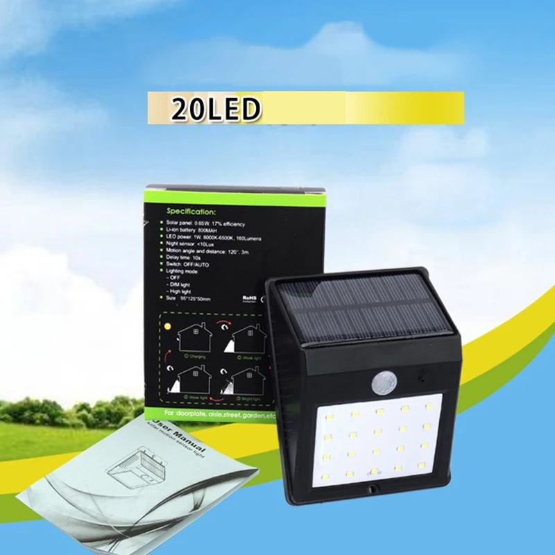 20 светодиодных ламп внешний Солнечный светодиодный прожектор прожсветильник