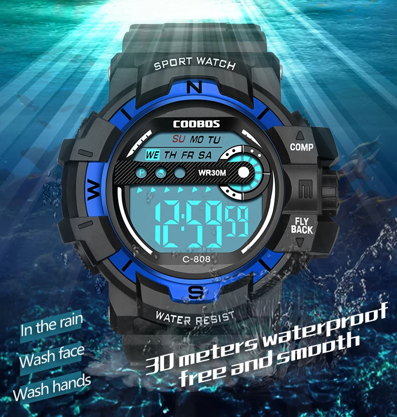 

30m Waterproof Men's Watches Sports Digital LED Wrist Watch Chronograph Army Military Men Electronic Watch relogio masculino