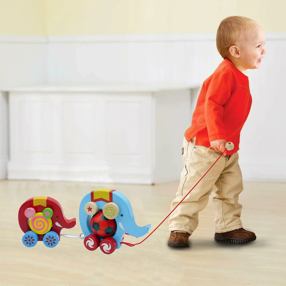 Креативная мультяшная деревянная игрушка с двойным слоном для раннего развития