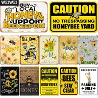 honey poster happy bee metal tin sign wall decoration for garden farm beekeeper warning metal tin plaque vintage iron plates