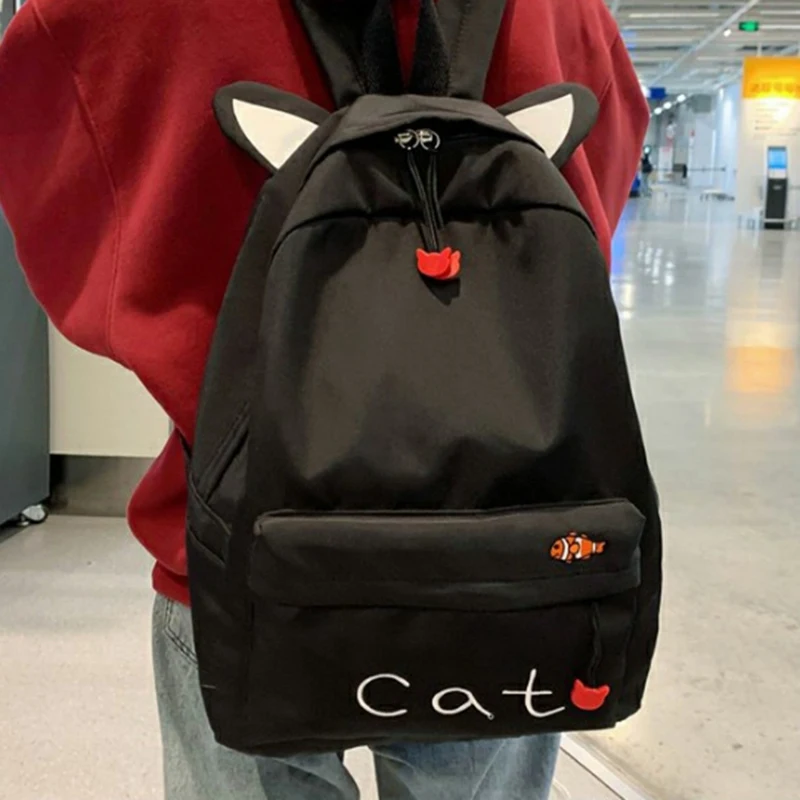 

School Bag Female High School Korean Version Middle School Student School Bag Three-Piece Casual Backpack Backpack