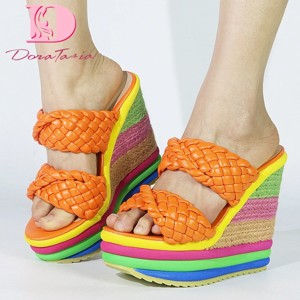 

Big Size 35-43 Brand New Female Colorful Women's Slippers Platform Wedges High Heels Slippers Party Sandal Summer Shoes Woman