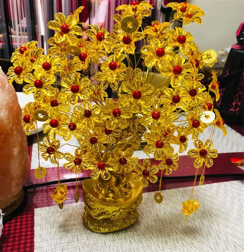 

DIY дерево удачи материал Ручной работы Бусины бонсай дерево аксессуар Счастливое дерево домашний декор Миниатюрный золотой