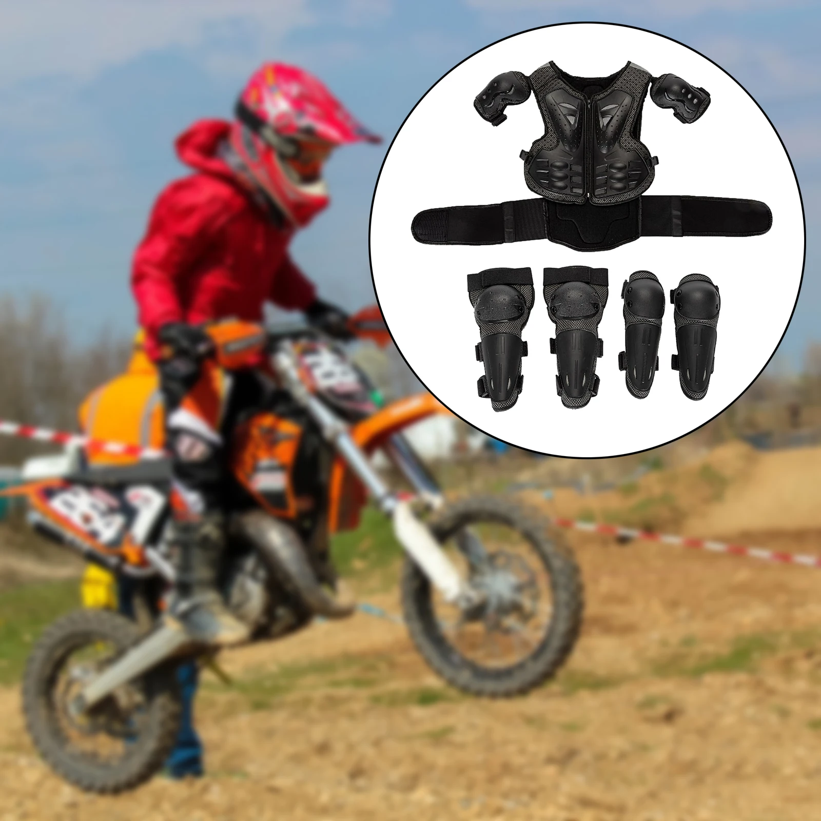 

Kids Children Motocross Armor Suit Chest Back Protector Shoulder Elbow Pads, Kids Riding Protective Gear