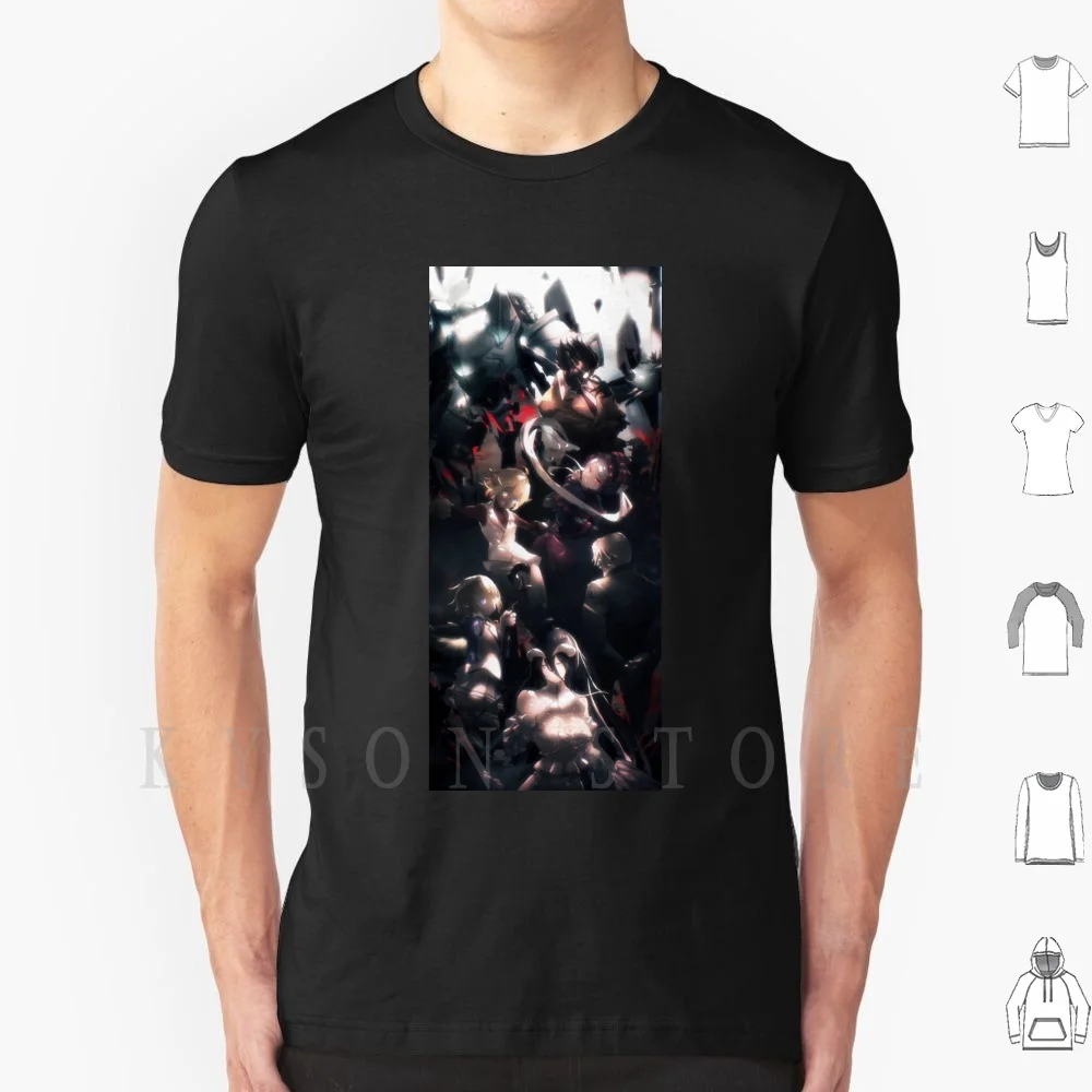 

Overlord-Floor Guardians T Shirt Print For Men Cotton New Cool Tee Anime Succubus Vampire Black Hair White Hair Blonde Hair