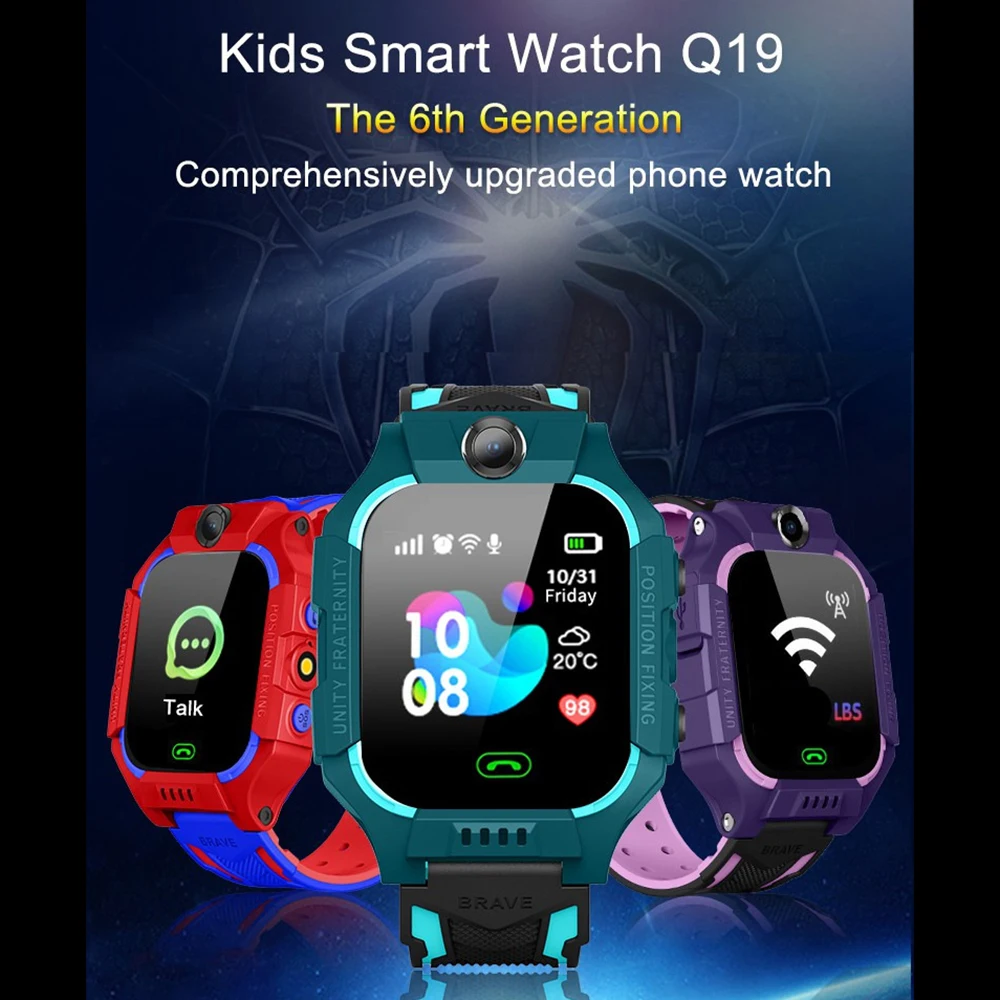 

Q19 Children's Smart Watch 2G Sim Card LBS Position SOS Camera Child Mobile Phone Voice Chat Kid Smartwatch Math Game Flashlight