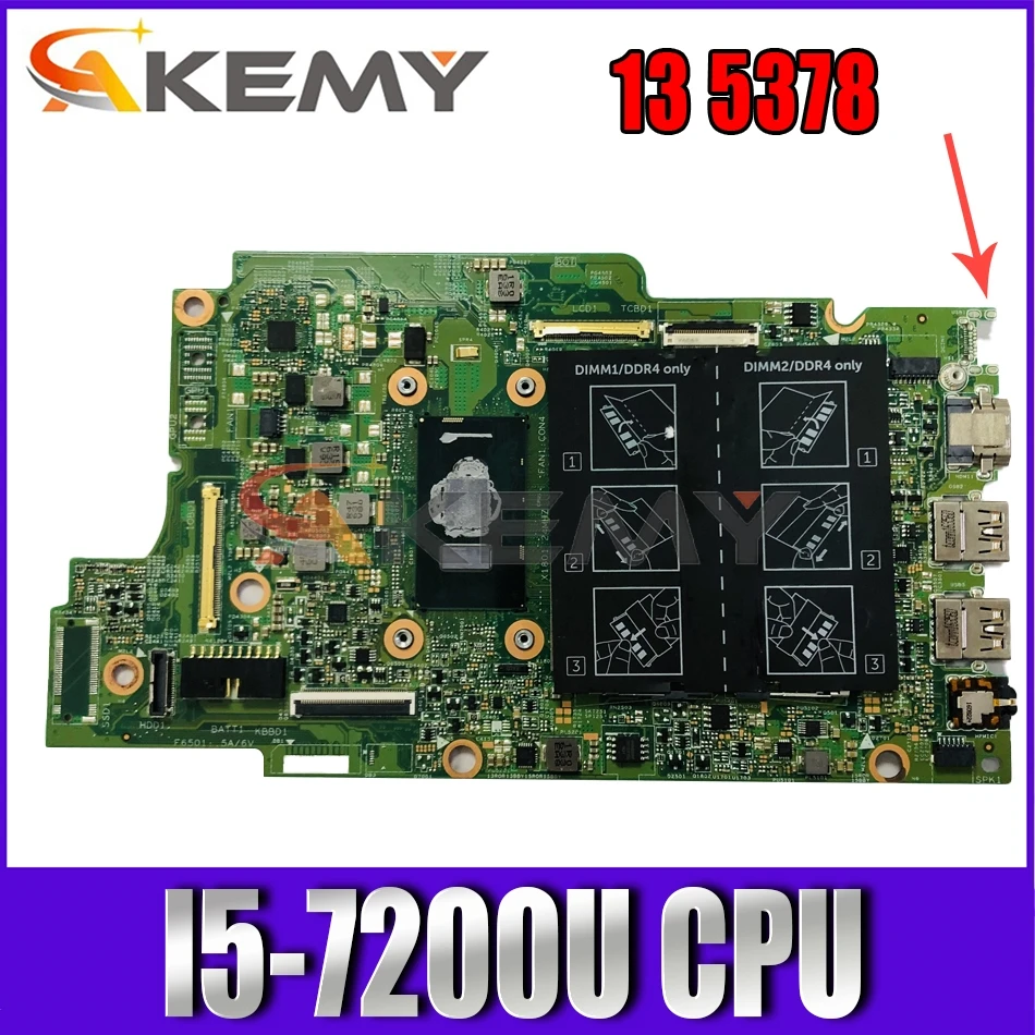 

Akemy новый бренд для Dell Inspiron 13 5378 Материнская плата ноутбука I5-7200U 15296-1 X41DX CN-04HWG3 4HWG3 100% тестирование