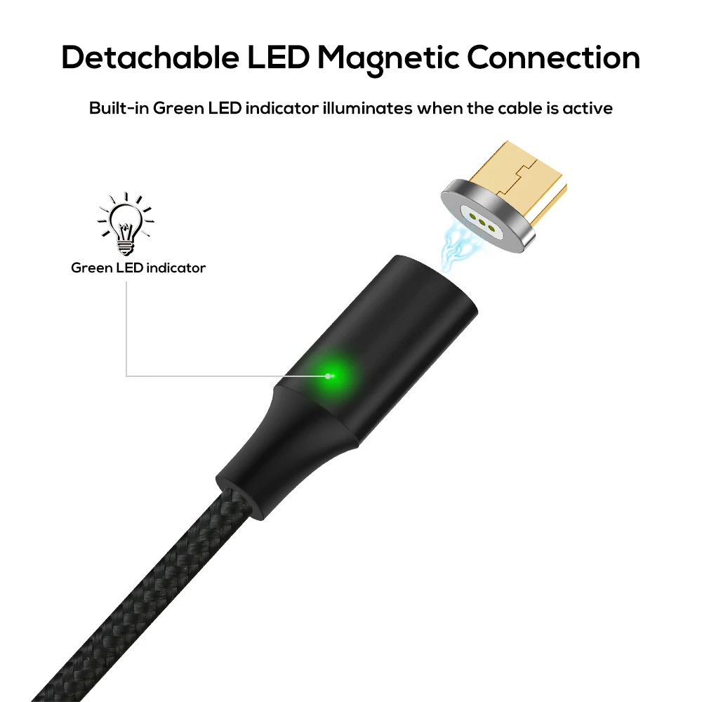 Магнитный кабель Micro USB для samsung Xiaomi usb type C нейлоновый Плетеный светодиодный iphone