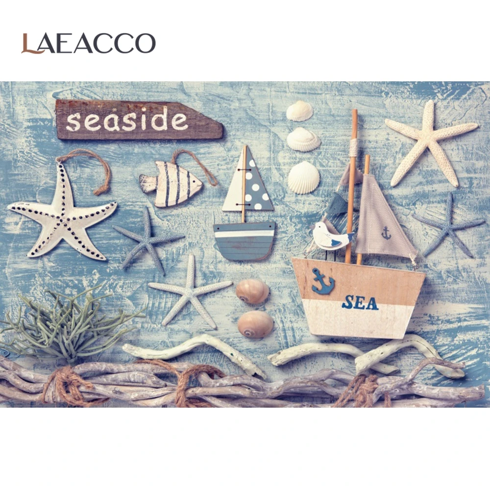 Фон для студийной фотосъемки с изображением корабля якоря детского дня рождения