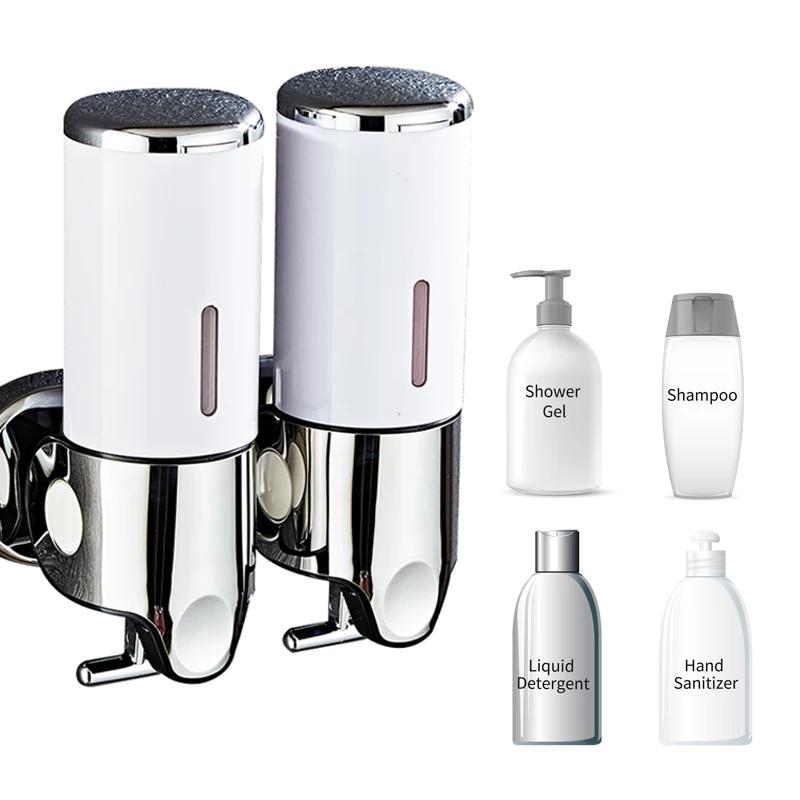 Luxury 1500ml SoapDispenser Wall Mount 3 Heads ABS Electroplated Shampoo Dispenser Punch Selection for Bathroom Accessories