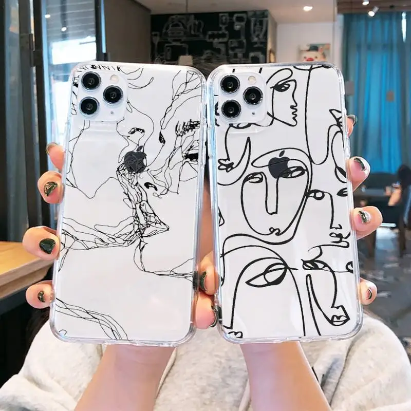

Funny Face Abstract Cartoon Phone Case Transparent soft For iphone 13 12 11 8 7 plus mini x xs xr pro max