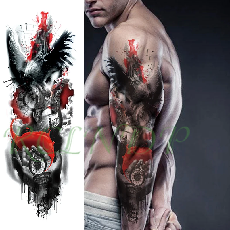 Водонепроницаемые временные тату наклейки карманные часы с изображением орла