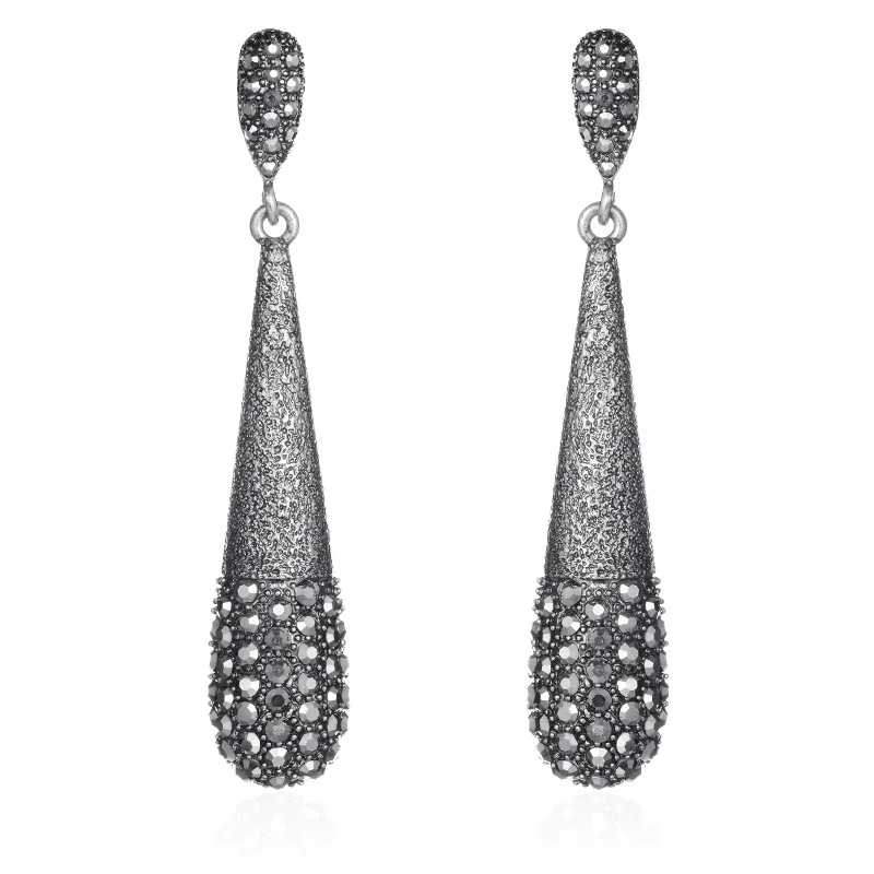 Ancient silver MAIKALE, новинка, простая капля воды, Винтажные серьги, сплав, серьги в форме капли, Преувеличенные стразы, 3 цвета, длинные серьги для женщин в подарок - Окраска металла: Ancient silver