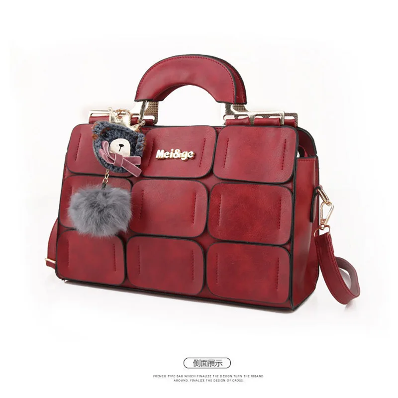 Fashion Lattice Boston Women Shoulder Bag Tassel PU Leather Crossbody Bag Female Messenger Bag Luxury Handbag Purse Day Clutches