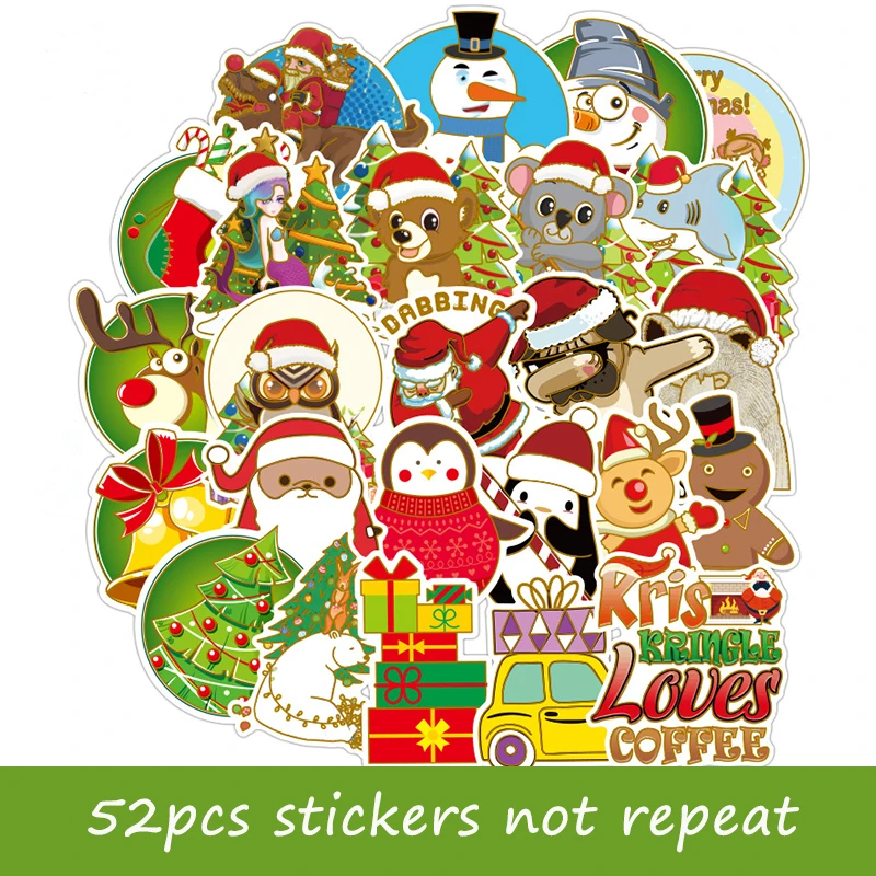 52 шт. Рождественский подарок забавная Наклейка ПВХ водонепроницаемый