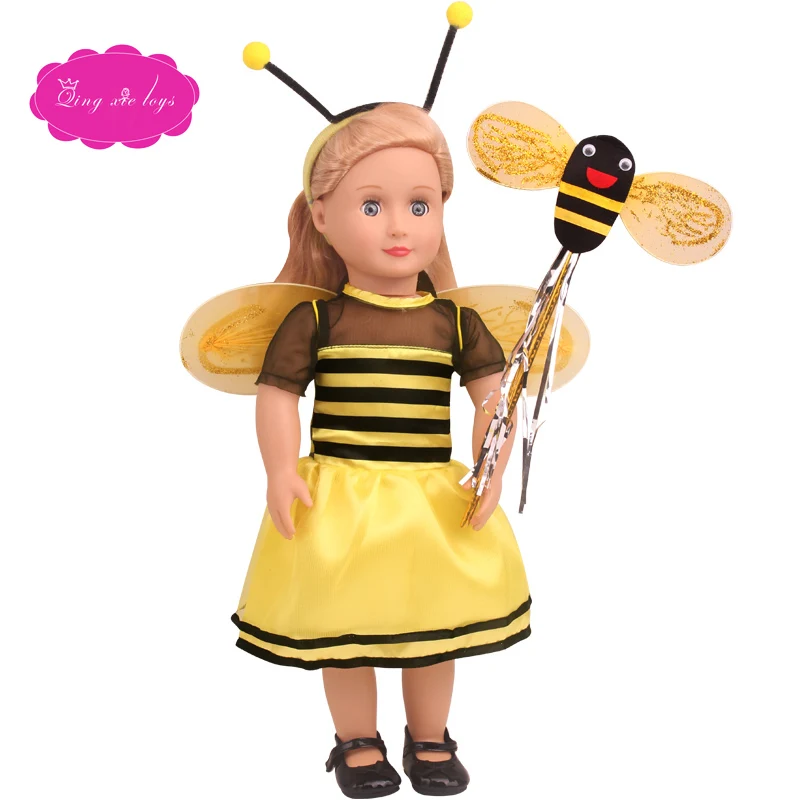 18 inch Girls doll dress baby girl Red skirt and wings American newborn accessories fit 43 cm baby dolls c812