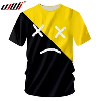 ujwi leisure o neck tshirt 3d printed black yellow expression creative mens tee oversized shirt assorted color theme dropship