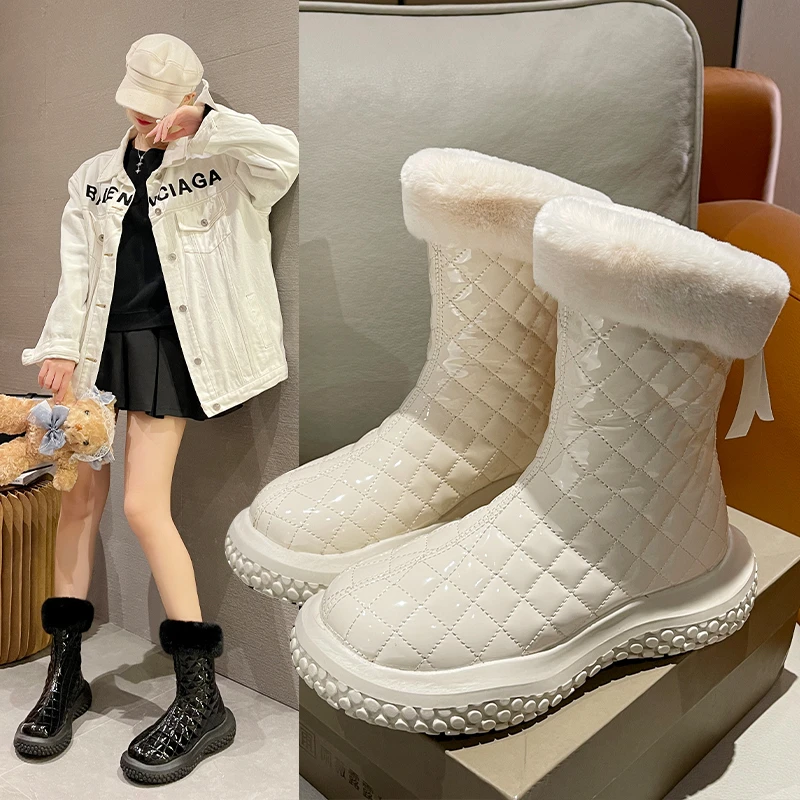 

Зимние женские высокие повседневные ботинки в стиле ретро с круглым носком на плоской подошве Удобные Теплые высококачественные зимние бо...