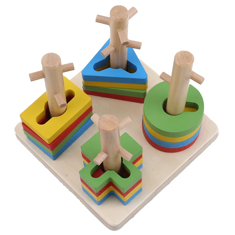 

Kids Toys Wooden Blocks Educational Toys Rotating Geometric Shape Matching Toys for Children Animal Stacking Juguetes Oyuncak