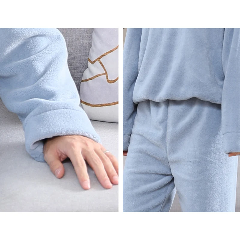 

Winter Warm Couple Plush Pajamas Sets 100% Velvet Pure Soft Satin Sleepwear Atoff Home Flannel Silk Loungewear Nightwear