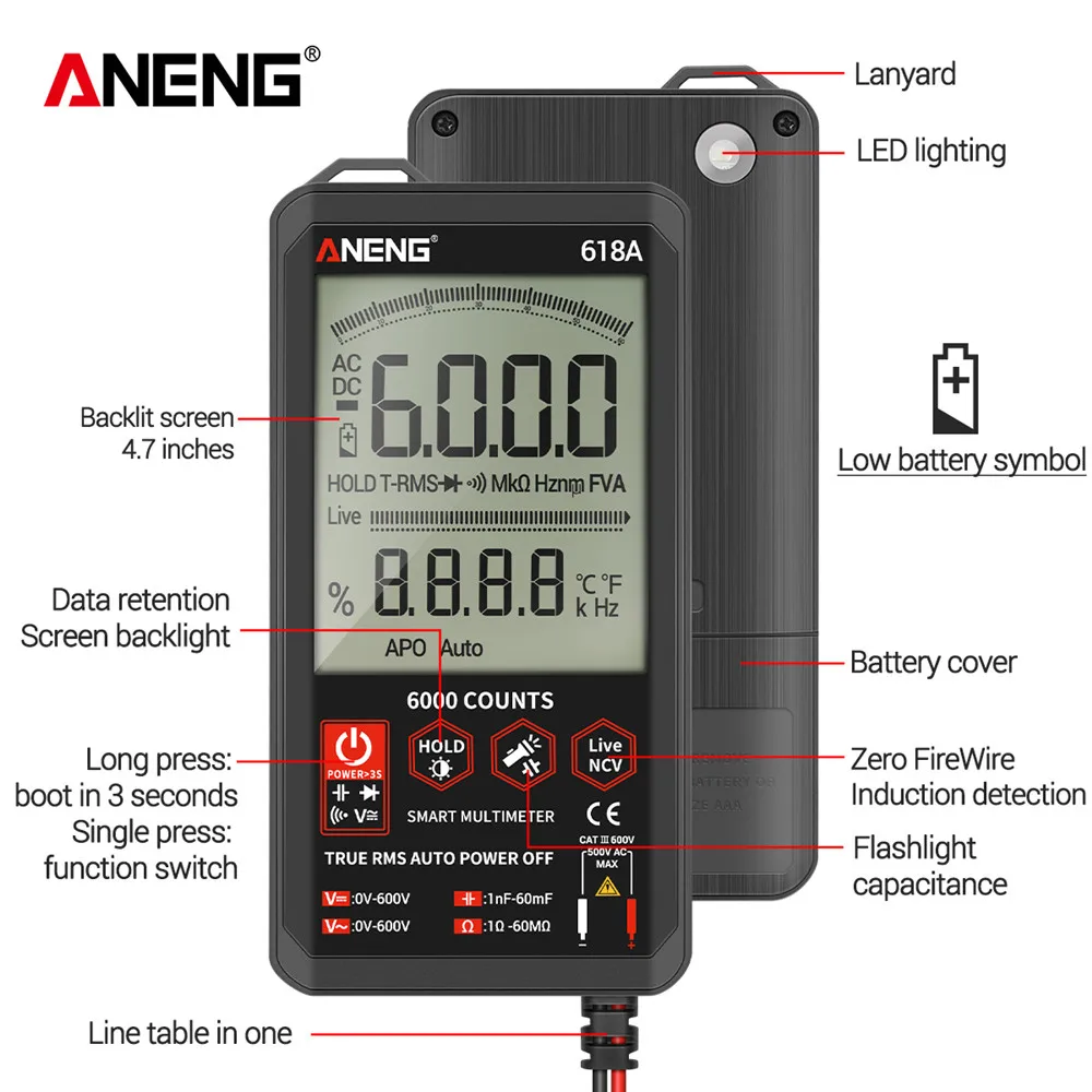 Цифровой мультиметр ANENG 618A профессиональный Интеллектуальный Аналоговый