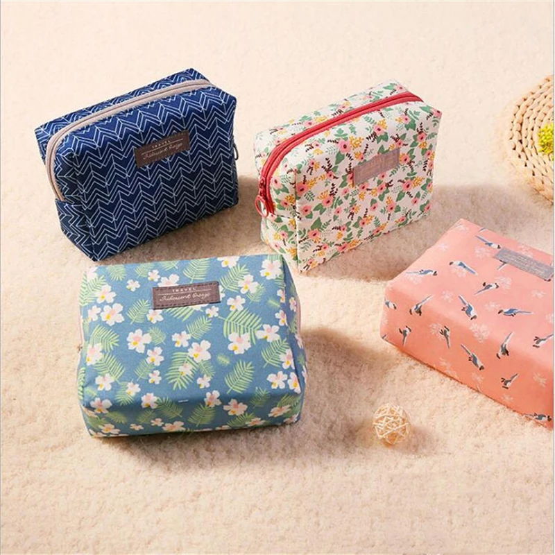 

Women Mini Makeup Bags Waterproof Zipper Cute Flower Beauty Cosmetic Bags Travel Toiletry Wash Organizer Storage Bags Case