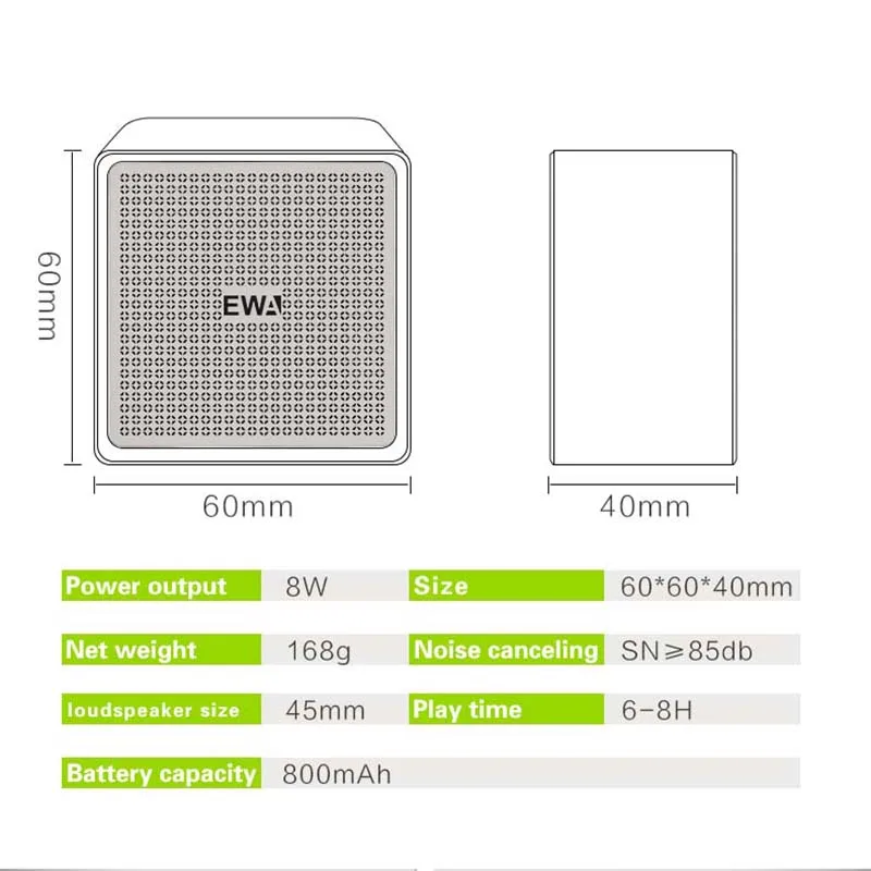Портативная Bluetooth Колонка EWA A105 TWS mp3 плеер Беспроводная колонка для