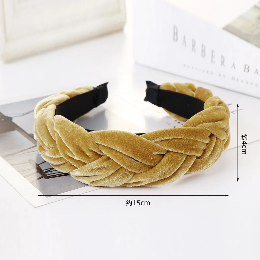 Модные женские Однотонные резинки для волос бархатная плетеная повязка женская