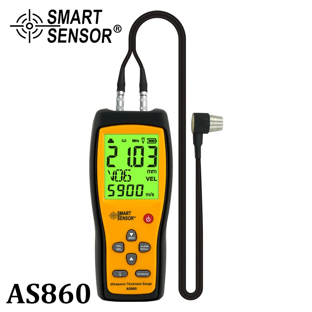 

Ultrasonic Thickness Gauge Digital Sheet Metal 1.0-300mm (Steel) Range Sound Velocity Meter Smart Sensor AS860