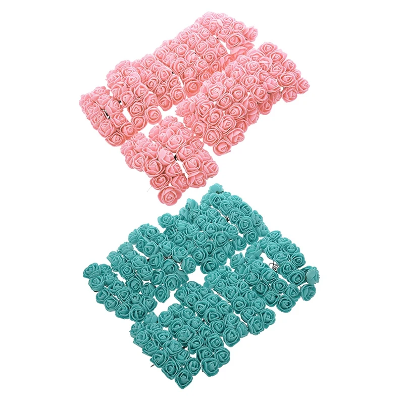 Промо акция! 288 шт 2 см ПЭ Роза пена мини цветок букет сплошной цвет свадебные