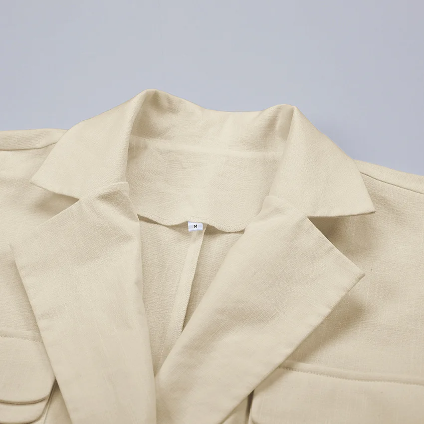 

Temperament suit autumn winter 2021 cotton and linen solid Batwing sleeve shirt jacket+long pants Romper Female Casual Overalls