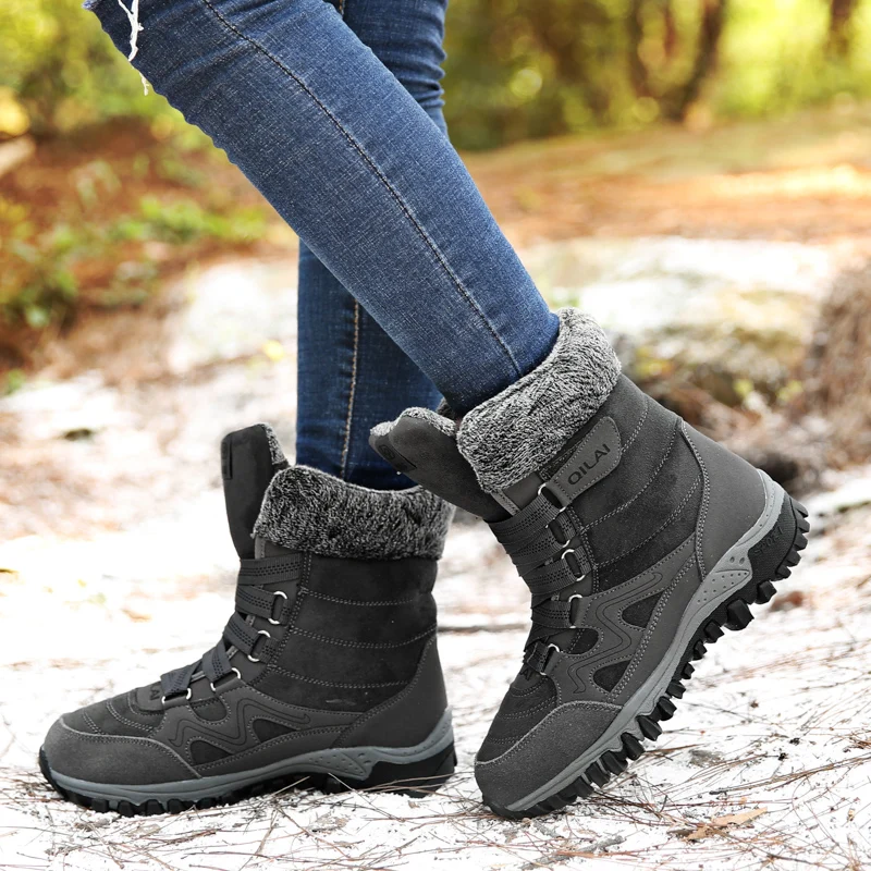 

Winter 2021 new non-slip, warm and comfortable trend, cashmere high top snow boots for women, stylish and simple